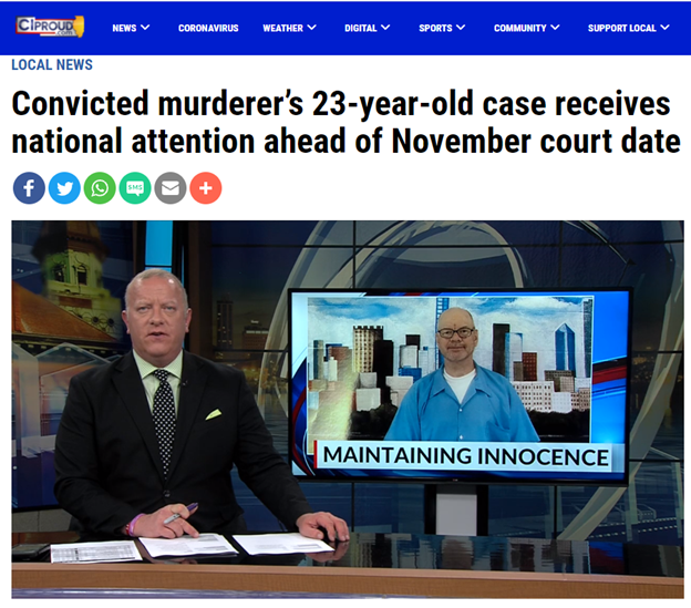 2021 October 4 News Article – CBS WMBD: Convicted murderer’s 23-year-old case received national attention ahead of November court date
